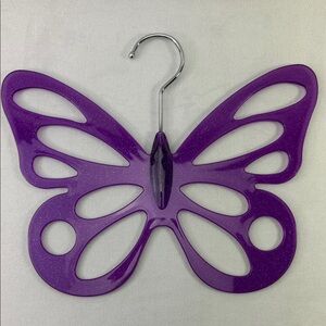 Butterfly Shaped Scarf Jewelry Holder Hanger Purple Glitter Acrylic 12 Holes